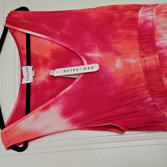 Olive & Oak Pink and Orange Tie-Dye Sleeveless Maxi Dress, Sz XL, NWT! - Picture 2 of 9